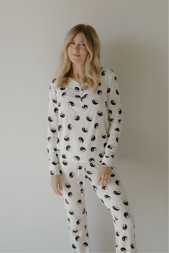 Women's Bamboo Pajama | Black & White Yin Yang – forever