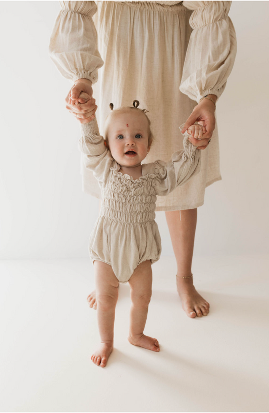 Flax | Long Sleeve Linen Romper