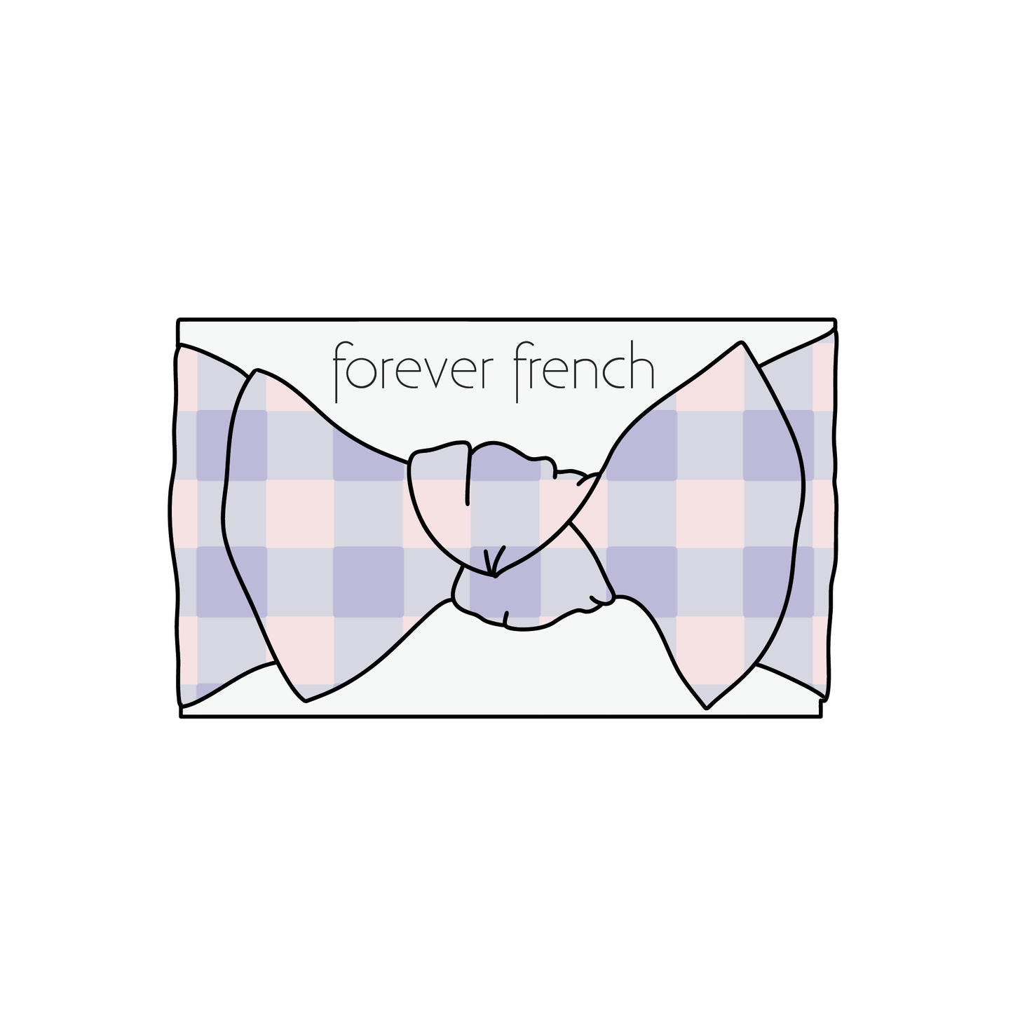 A Bamboo Head Wrap | Marilyn from forever french baby sits inside a rectangular frame with the brand’s name above it, all on a clean white background.