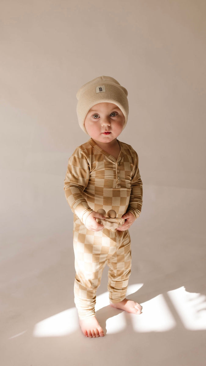 Boho Checker  Bamboo Zip Pajamas – forever french baby