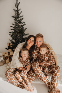 Gingerbread Checkerboard  | Family Bamboo Pajama Collection