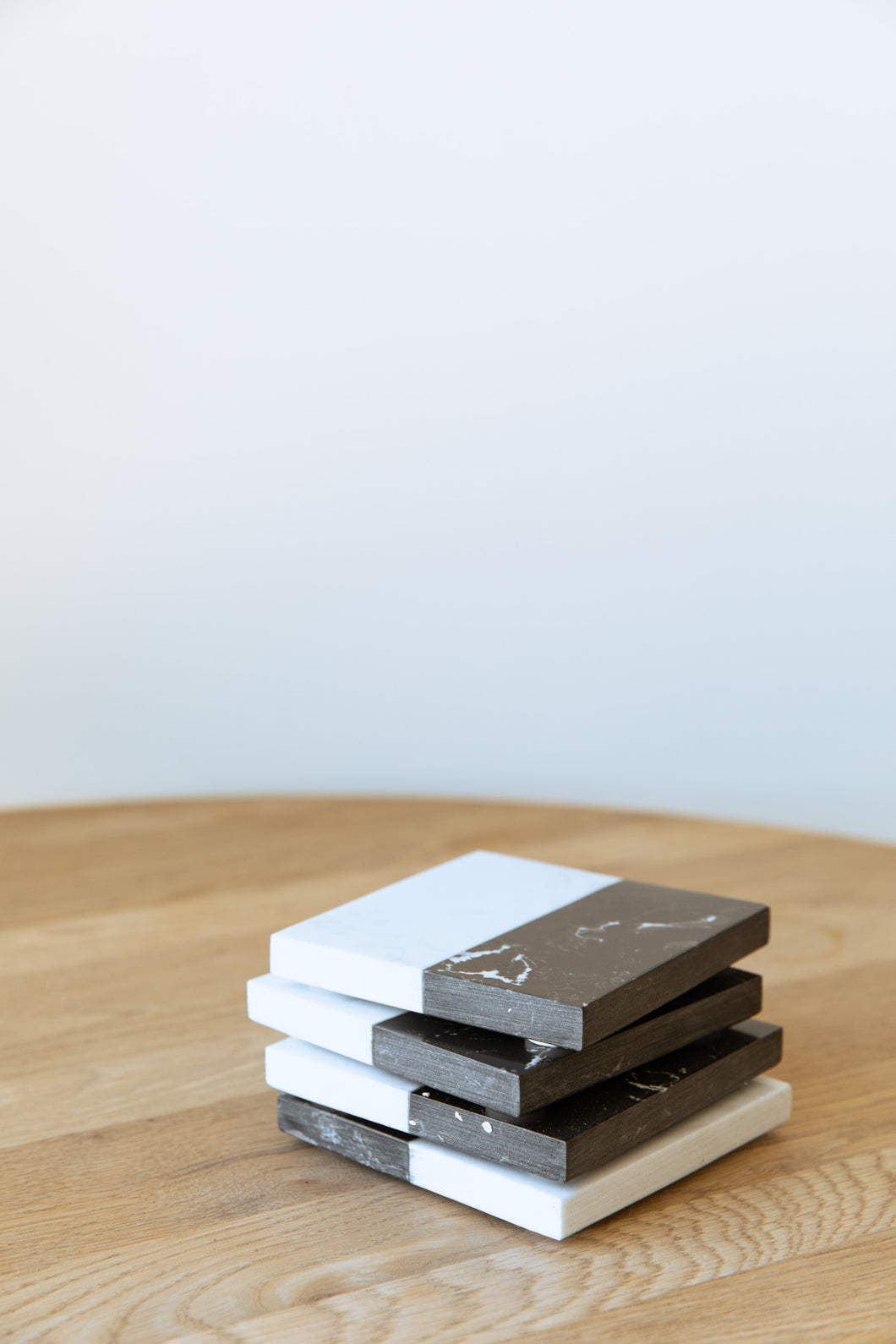 Square | Black & White Marble Coaster