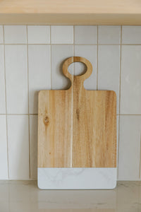Rectangle | Wood & White Marble Cutting Board