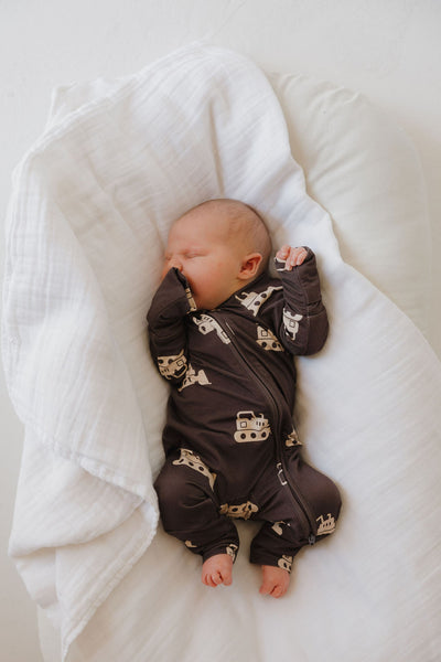 Bamboo Zip Pajamas | Bulldozer – forever french baby