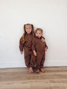 Chocolate | Children's 1/4 Zip Two Piece Sweat Set