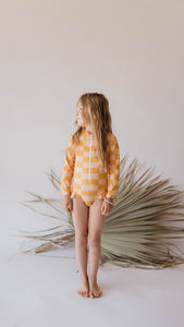 Sunny Checker | Girl Long Sleeve Swimsuit