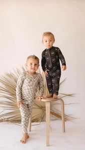 Charcoal & White FF Smile | Bamboo Zip Pajama