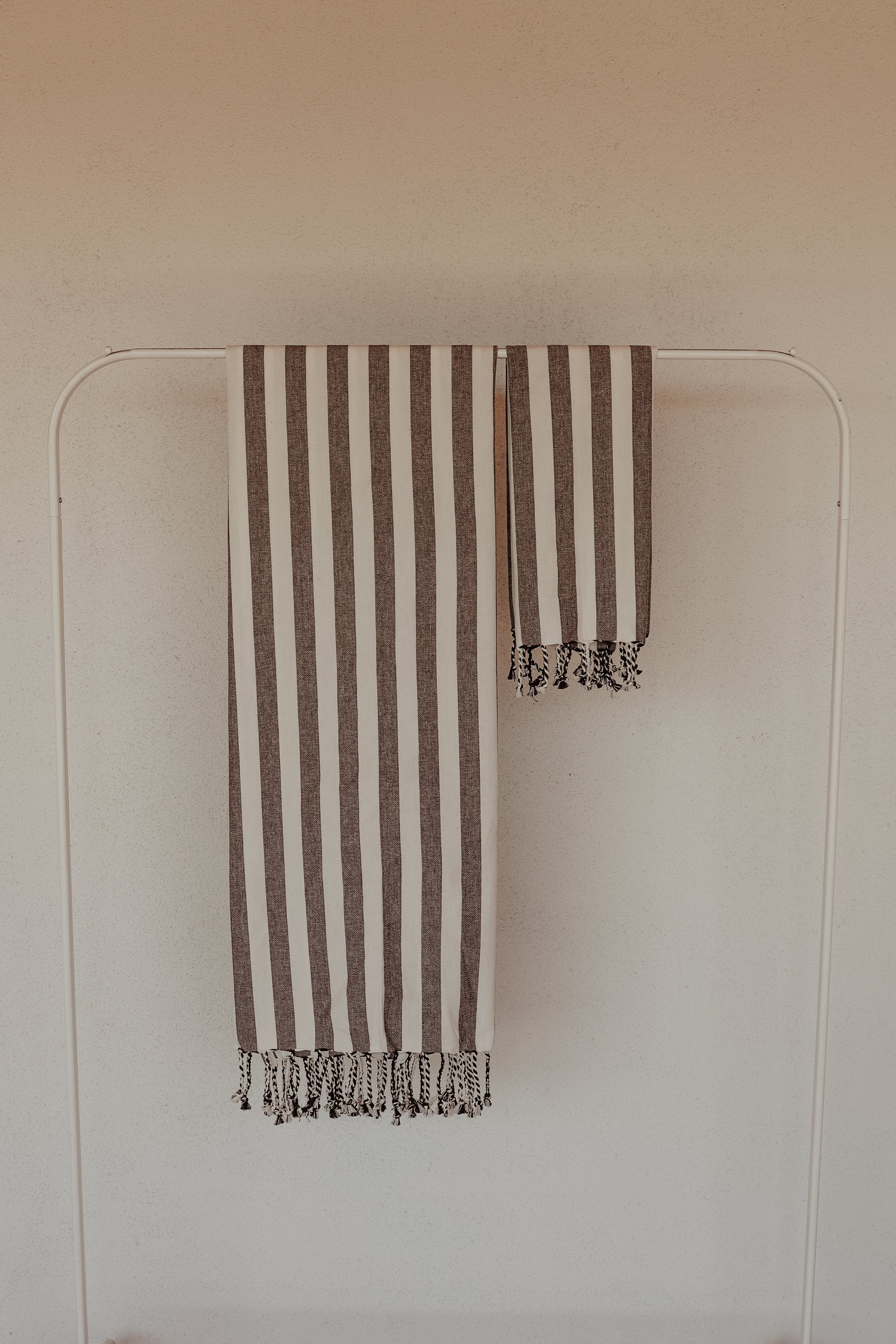 Turkish Towel Solid Black Stripe