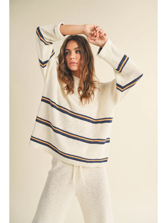 Multi Color Striped Long Sleeve Knitted Top