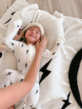 Load image into Gallery viewer, Black &amp; White Lightning  Bolt | Bamboo Zip Pajamas