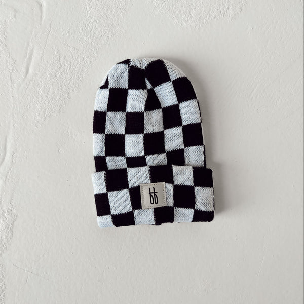 ff Knit Beanie | Black + White Checkerboard – forever french  display picture 2