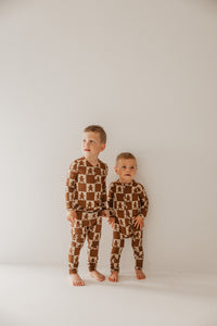 Gingerbread Checkerboard  | Family Bamboo Pajama Collection