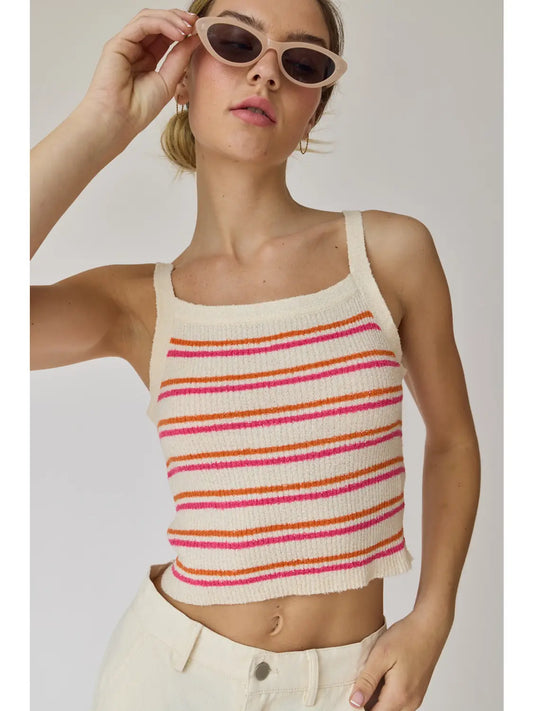 Knit Tank Top | Pink & Orange Stripe