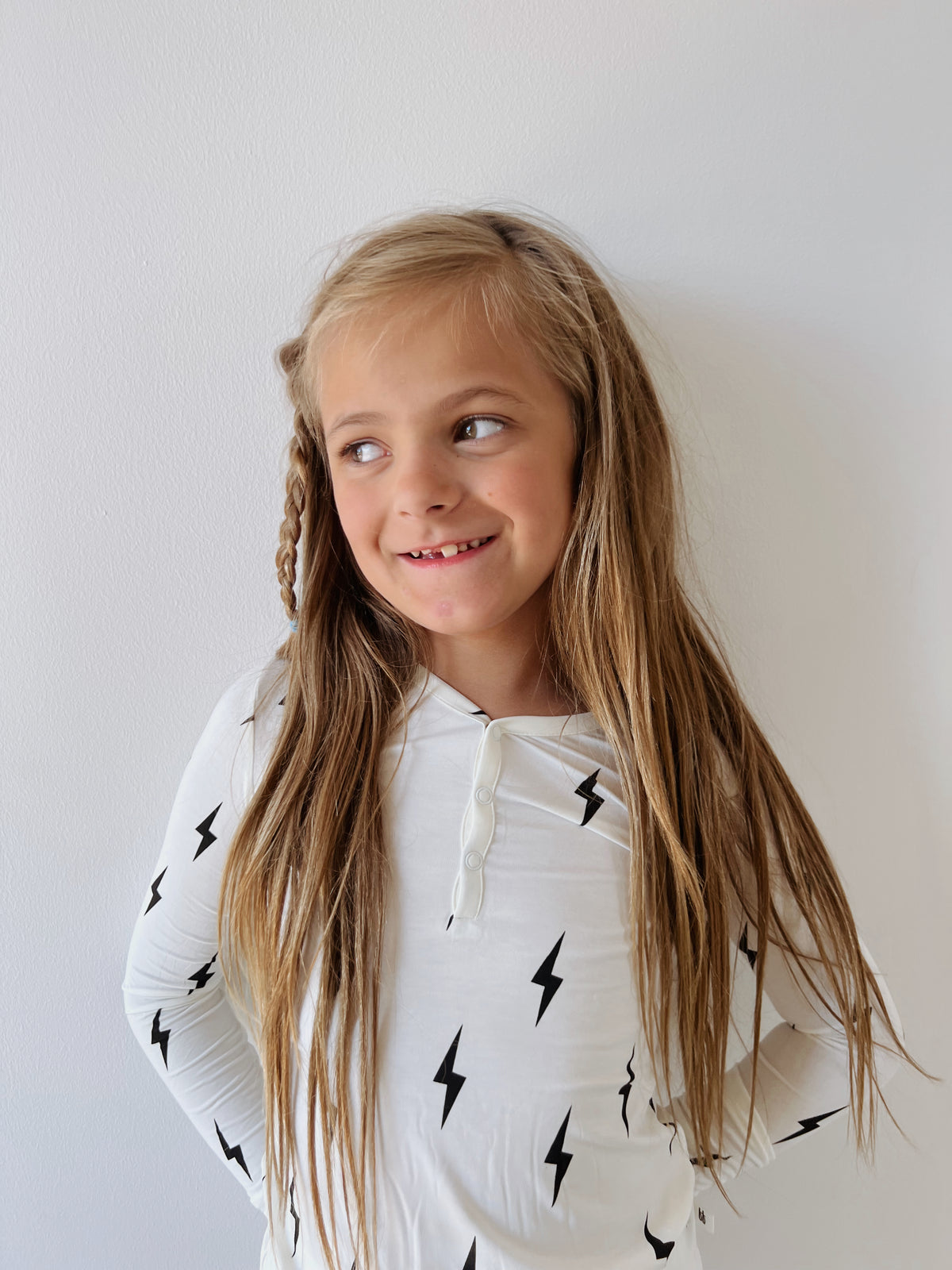 Bamboo Two Piece Pajamas White & Lightning Bolt