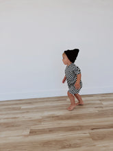 Load image into Gallery viewer, Black &amp; Grey Checkerboard | Short Sleeve Ribbed Romper