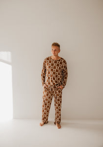 Gingerbread Checkerboard  | Family Bamboo Pajama Collection