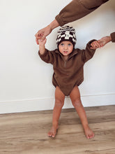 Load image into Gallery viewer, Chocolate | 1/4 Zip Sweatshirt Romper