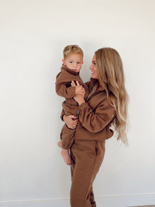 Chocolate | Children's 1/4 Zip Two Piece Sweat Set