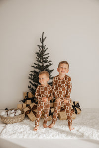 Gingerbread Checkerboard  | Family Bamboo Pajama Collection