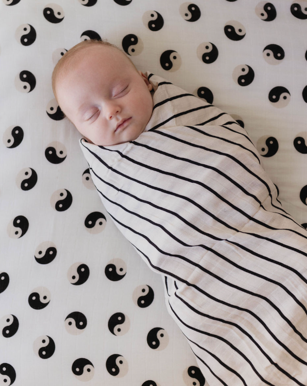 Muslin Swaddle | Grey & Black Stripe