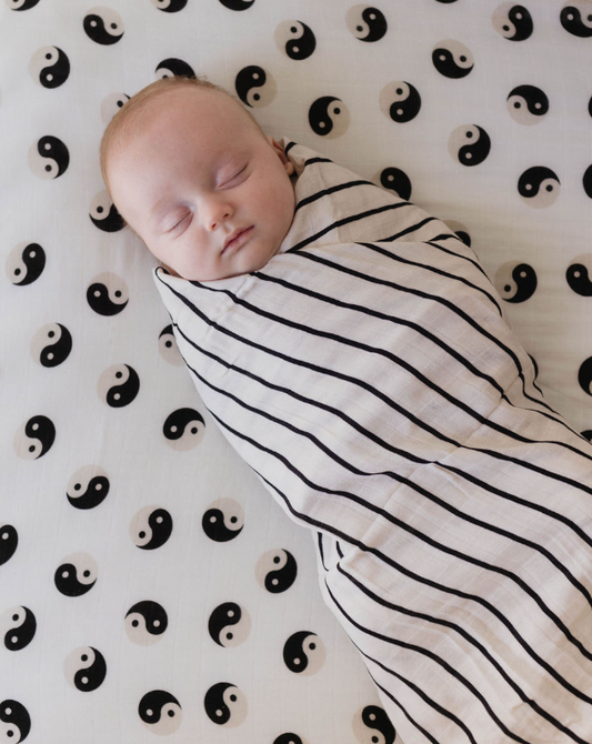 Muslin Swaddle | Grey & Black Stripe