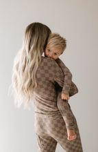 Load image into Gallery viewer, Faded Brown Checkerboard | Women&#39;s Bamboo Pajamas