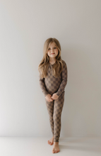 Load image into Gallery viewer, Faded Brown Checkerboard | Bamboo Two Piece Pajama