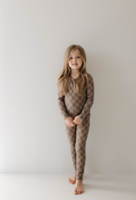 Load image into Gallery viewer, Faded Brown Checkerboard | Bamboo Two Piece Pajama