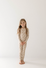 Load image into Gallery viewer, Tan &amp; Cream Lightning Bolt | Bamboo Two Piece Pajamas