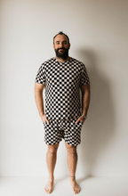 Load image into Gallery viewer, Black Checker | Adult Bamboo Short Pajamas
