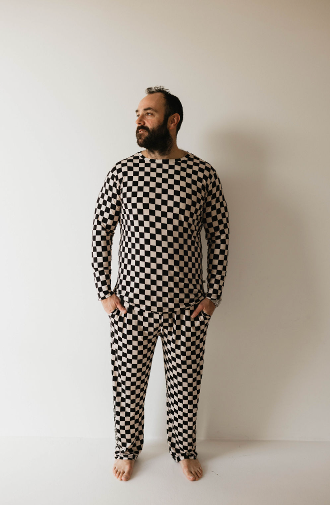 Black Checker Adult Bamboo Pajamas