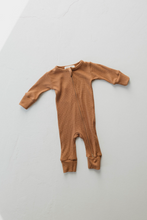 Load image into Gallery viewer, Bronze  | Waffle Knit Basic Zip Romper