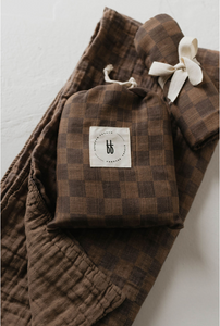 Faded Brown Checker  | Muslin Swaddle