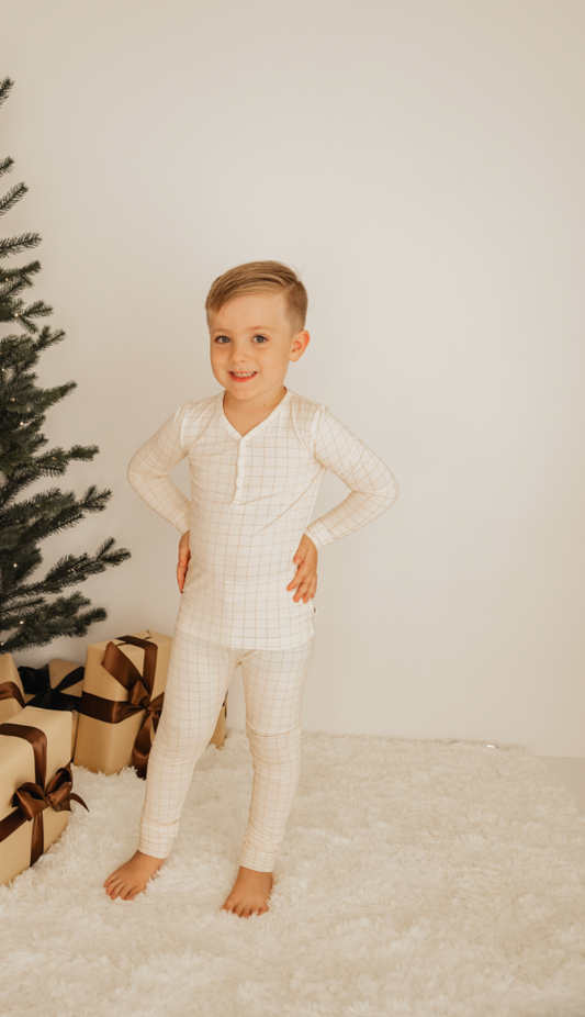 Two Piece Bamboo Pajamas | Golden Grid
