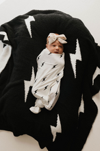 Load image into Gallery viewer, Bamboo Infant Swaddle | White &amp; Black  Lightning Bolt
