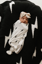 Load image into Gallery viewer, Bamboo Infant Swaddle | White &amp; Black  Lightning Bolt