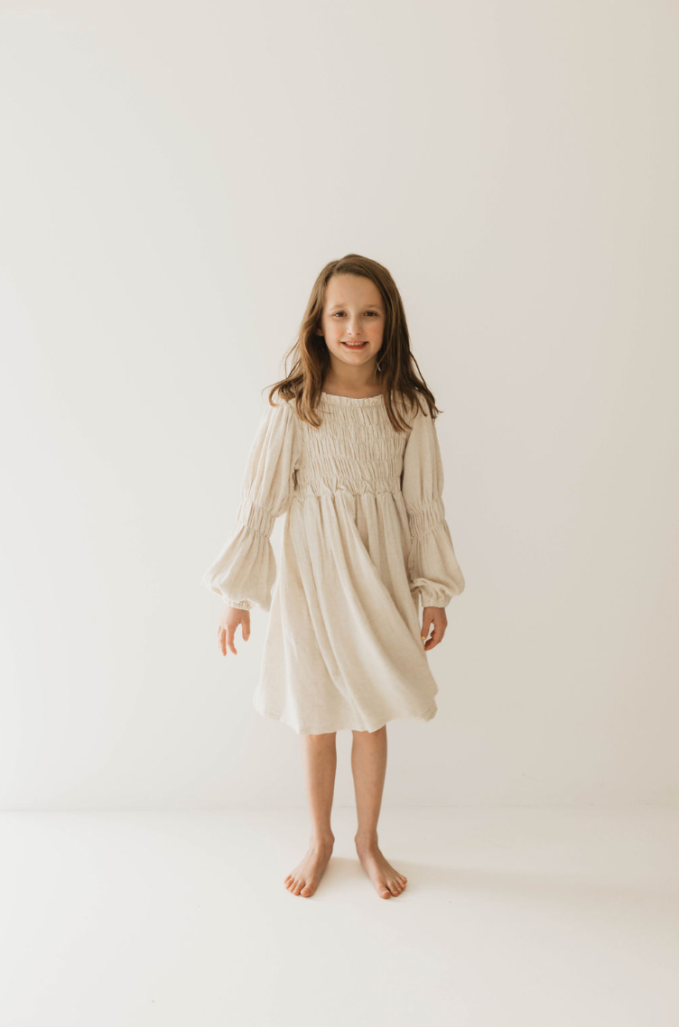 Children's Linen Dress | Flax, 8/9 Years Children's Linen Dress | Flax, 8/9 Years