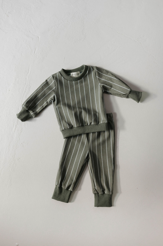Green Stripe | Two Piece Sweatsuit