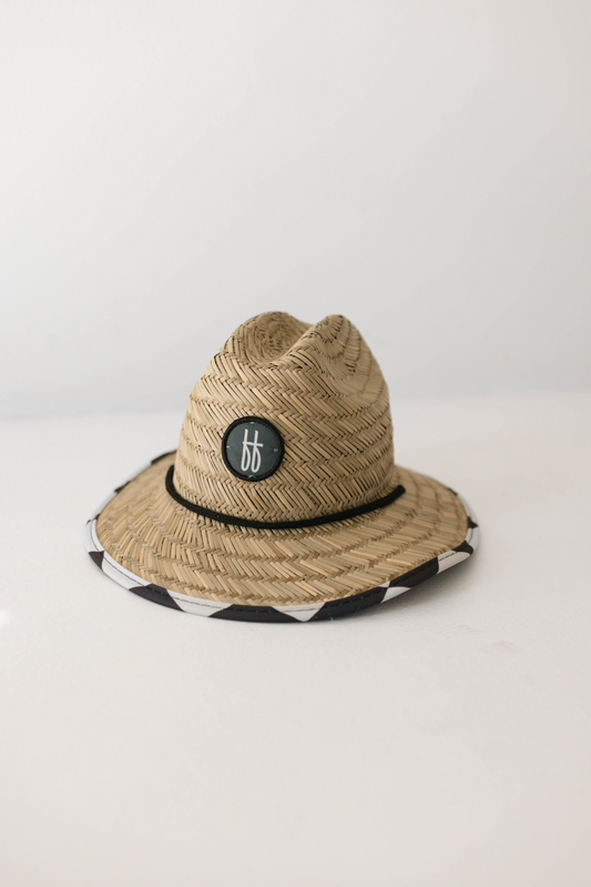 Straw Sun Hat | Black Checker
