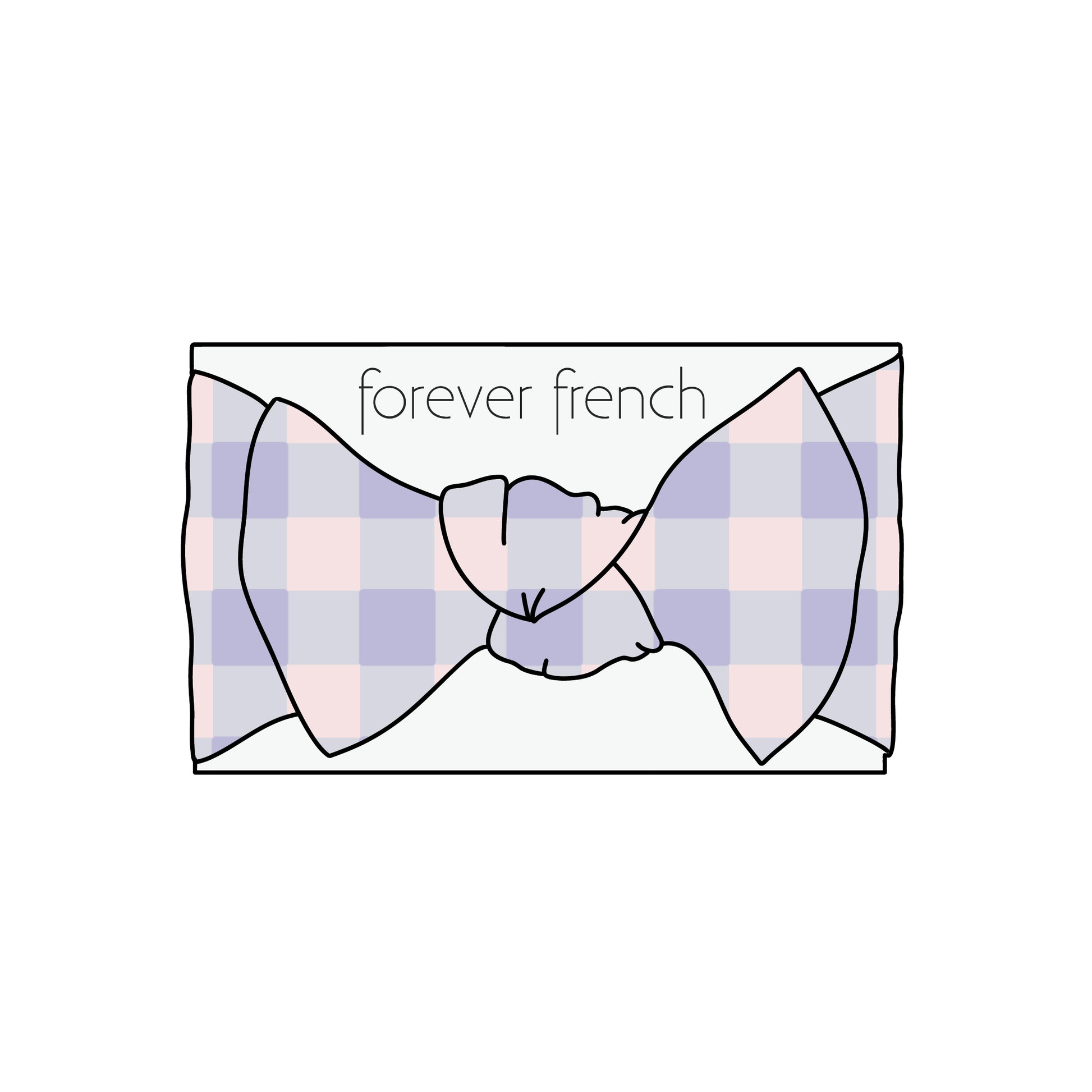 A Bamboo Head Wrap | Marilyn from forever french baby sits inside a rectangular frame with the brand’s name above it, all on a clean white background.