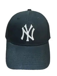 The New York Yankees Cap by forever french baby features a striking white "NY" logo on the front against a sleek black background. Designed for optimal comfort and style, this cap comes with a curved brim and six embroidered eyelets for ventilation, making it an ideal accessory for any New York Yankees fan.