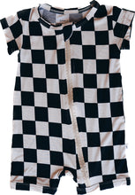 Load image into Gallery viewer, Black Checker | Bamboo Zip Shortie