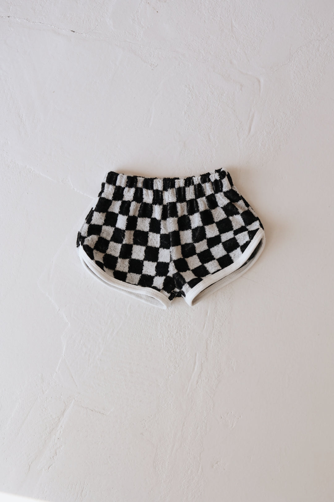 Children's Terry Cloth Shorts | Black and White Checker
