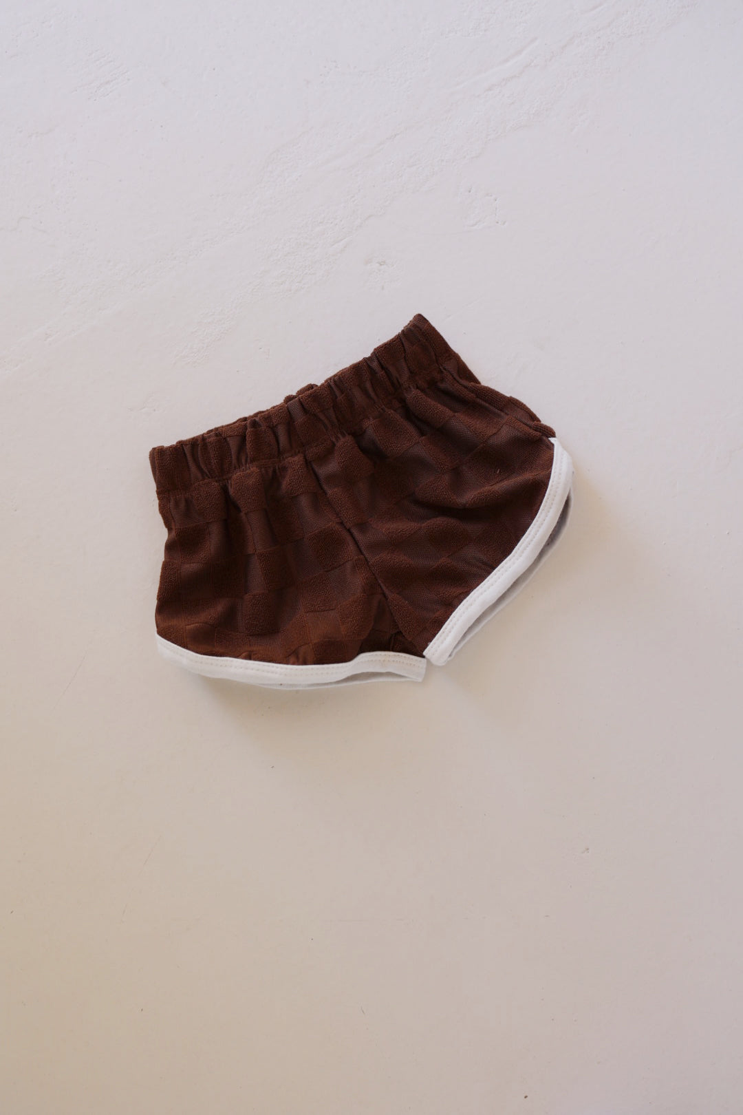 Children's Terry Cloth Shorts | Brown Checkerboard