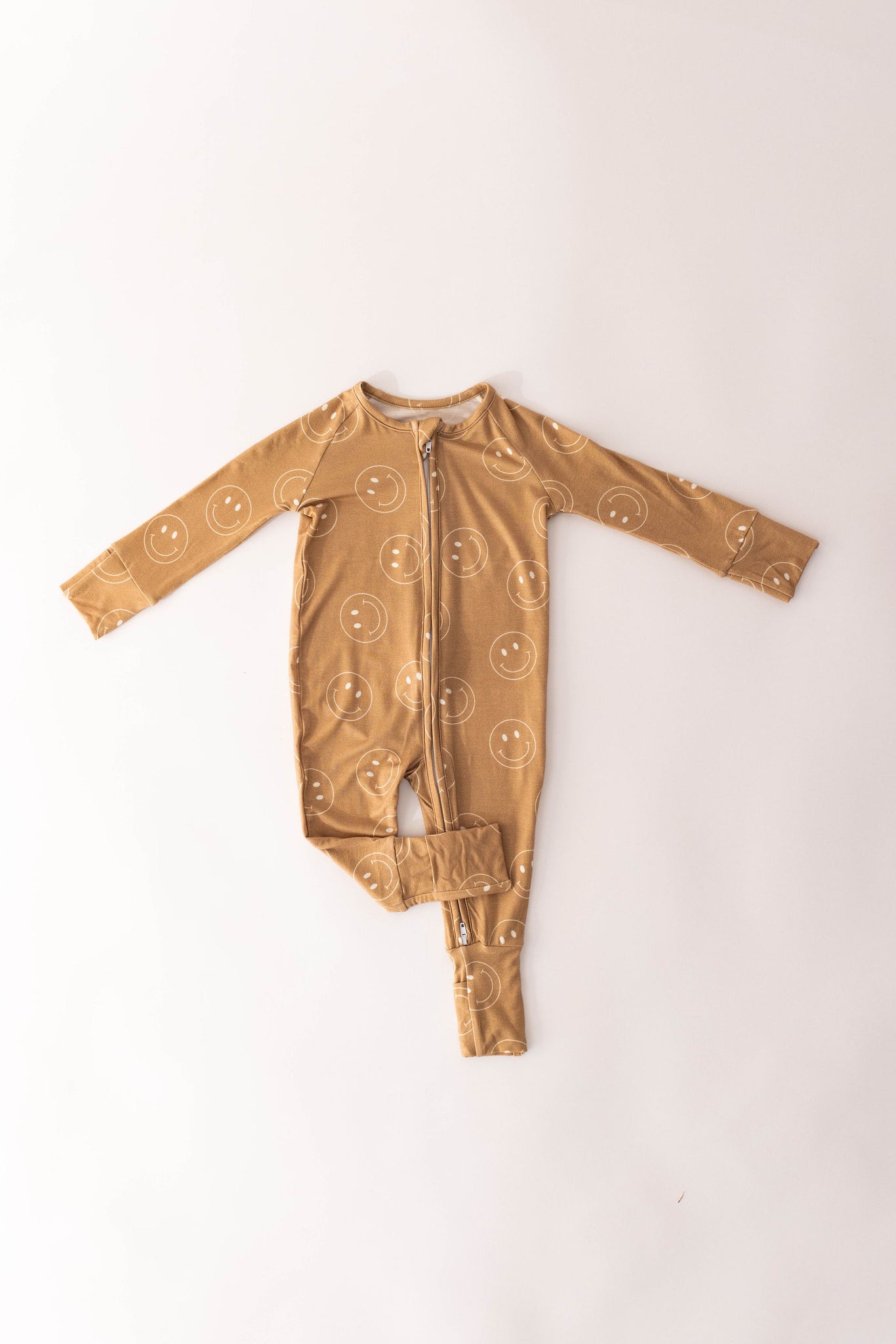 Just Smile Tan Bamboo Zip Pajamas forever french baby