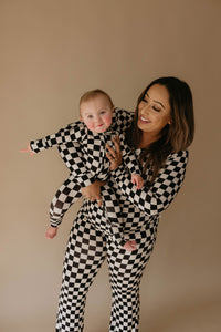 Black Checker | Bamboo Zip Pajamas