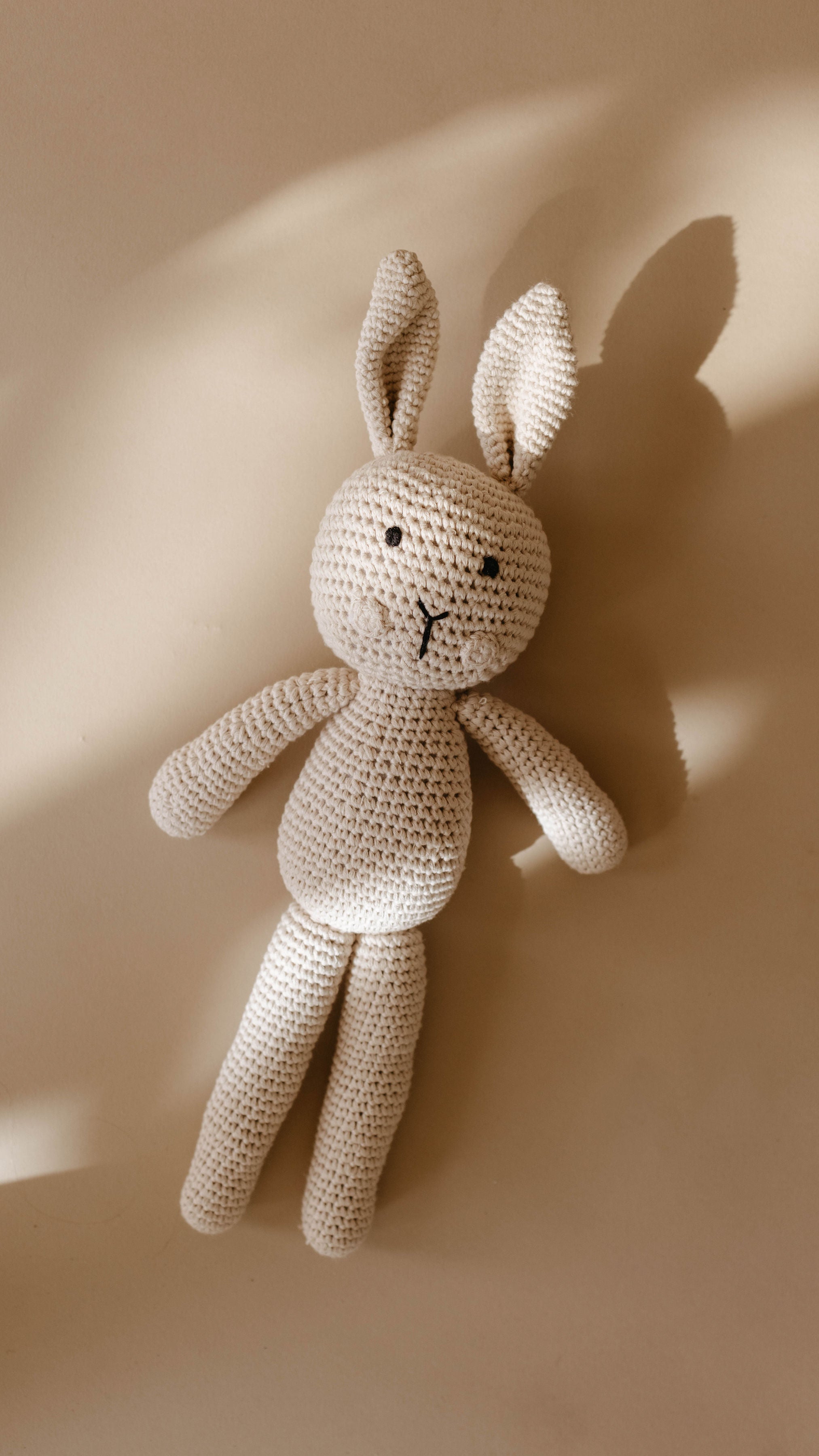 Bunny authentic Knit Wool Doll with Baby, Brown