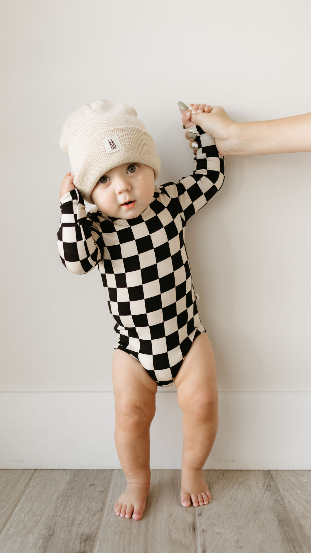 Black Checkered | Bamboo Long Sleeve Snapsuit