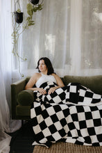 Load image into Gallery viewer, Black &amp; Ivory Checkerboard | Plush Blanket