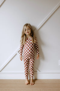Boho Checker  Bamboo Zip Pajamas – forever french baby